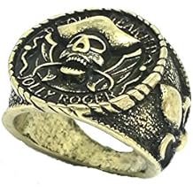 Único Retro Bronce Esqueleto Calavera Pirata Punk anillo