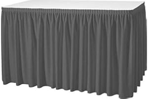 Gastro Uzal Skirting mit Plisséfalte, anthrazit/grau | 490 x 73 cm, Büffettisch Skirtings, Tablerock anthrazit