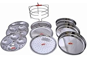 INDIA BAZAAR Marvel Stainless Steel Multipurpose Stand Steamer Dia:20cm (Idli,Dhokla,Patra,Modak Muthya & Kothimbirwadi) (3 Tier)