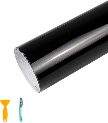 GRTHTATI 150c X 30c Covering Noir Brillant De Voiture Fil Autocollant Adhésif