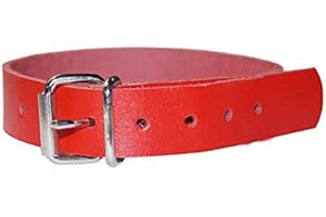 LEDERRIEMEN.COM Leder Befestigungsriemen mit Rollschnalle, Fixierriemen, Lederriemen, Schnalle, Farbe:rot, Größe:3cm breit x 20cm lang