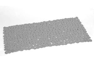 Gedy G-River Baignoire antidérapante avec ventouses, Dimensions : 35 x 70 cm, Tapis de Bain en résine, Finition Grise, Design R&S, fabriqué en Italie, Tapis Lavable en Machine, 2 Ans de Garantie