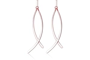 SLUYNZ 925 Orecchini Pendenti in Argento Lucido per le Donne Ragazze adolescenti Orecchini a Barra Piatta Orecchini Linea Curva