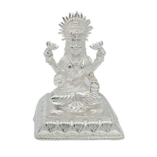 MAA SILVER Pure Silver Laxmi Lakshmi ji BIS Hallmarked Solid Idol/Murti with Square Paat Perfect for Gifting & Pooja Use (925 Purity)(50 Grams Silver)