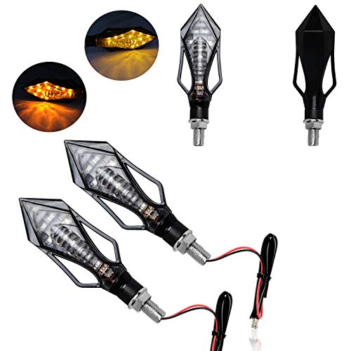 AllExtreme EXAIBY2 9 LED Arrow Shape Turn Signal LED Indicators Light Blinking Light for All Bikes Suzuki Honda Kawasaki Yamaha (Yellow, 9SMD, 2 PCS)