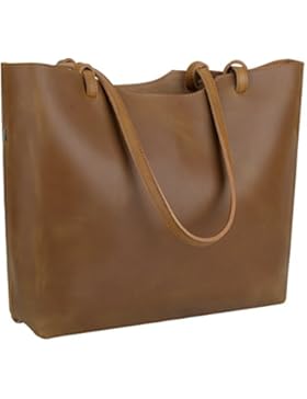 Yaluxe Damen gross Capacity Crazy Horse Leder Shopper Schultertasche