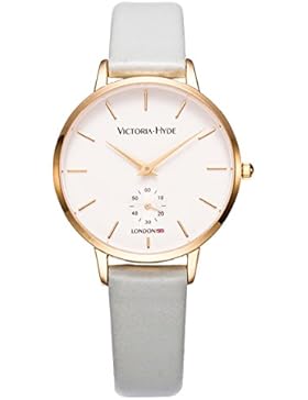VICTORIA HYDE Luxus Damen-Armbanduhr Frauen Quarzuhr Sommer Uhr mit Gold Uhrgehäuse Lederarmband Wasserdicht Hellblau
