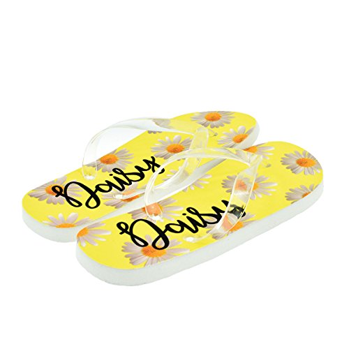 GTR- Flip FlopsPersonalised Floral Daisy Design Ladies Flip Flops with First Name UK Size 6-8 (PLEASE READ INSTRUCTIONS ON LISTING AS TO HOW TO ADD PERSONALISATION TO YOUR ORDER)