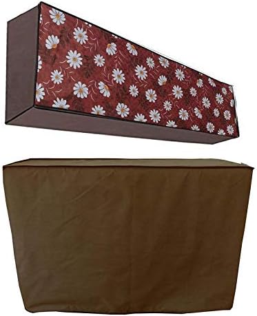 Stylista ac Cover Set of Indoor and Outdoor Unit for 1 ton Capacity Floral Pattern Red