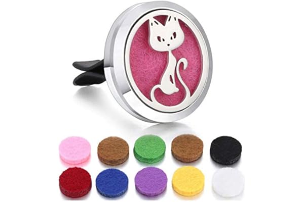 Diffuseur de Parfum pour Voiture à Clipser + 10 buvards - Chat Argenté