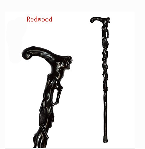 G&X Walking Stick,Solid Wood Canes Crutches/Hand Carved/Black (95Cm)