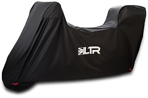 LTR Motorbike Cover | 420D Waterproof Rain Motorcycle Covers for Outdoor Scooter Storage | Thicker Heavy Duty Vented Bike Accessories Black| Large, X Large, XX Large (XL Top Box)