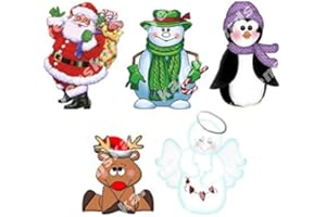 GREGORY CRAFTS & GIFTS Christmas Character Card Making Toppers Santa, Reindeer, Snowman, Penguin and Angel Crafting x 5