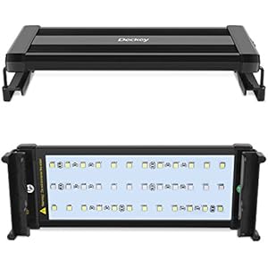 [Gesponsert]Deckey Aquarium Beleuchtung LED Aquariumlampen Aufsetzleuchte Aquariumlicht Aquariumleuchten Alulegierung 24 Weiß+12 Blau 30cm