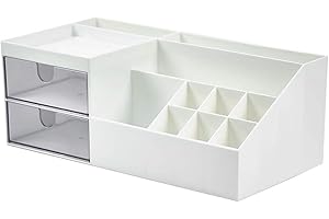 Auptiz Makeup Organiser Makeup Drawers Organizer Box Jewelry Save Box Stationery Storage Make Up Storage Case For Dresser, Bedroom, Bathroom(Plastic,2 Drawers)
