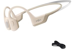 SHOKZ OpenRun Pro (Mini Size) Bone Conduction Headphones, Open-Ear Bluetooth Sports Earphones with Mic, IP55 Waterproof Wireless Headset for Running and Workout, 10H Playtime, Beige, Sport headband