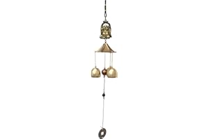 TISSTING Wind Chime, Vintage Metal Wind Chime Bells, Chinese Feng Shui Lucky Bell, Hanging Ornament for Happiness, Home, Garden, Patio, Yard, Hanging Decoration Gift (Buddha)