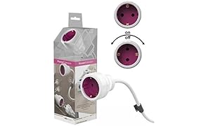 Allocacoc Cavo di Prolunga da 3 Metri Dotata di Presa Shuko, Bianco/Viola