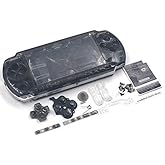 Replacement Full Shell Housing Case Cover with Buttons Kit Set For PSP3000 PSP 3000 3001 3002 3003 3004 Series (Clear Black)