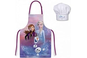 Mgs33 Tablier Enfant + Chapeau de Chef, la reine Anna pour enfant, Tablier de Cuisine pour Enfants Tabliers pour Enfants,Tablier Enfant Fille,Elsa (Reine 2) + 1 Stylo Reine OFFERT*