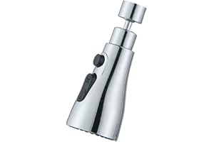 TKSTYLE Aérateur de robinet d'eau de cuisine à 3 modes, buse de robinet pressurisée anti-éclaboussures universelle 360 ​​rotatif filtre d'économie d'eau WaterTap (Argent), 130x52mm