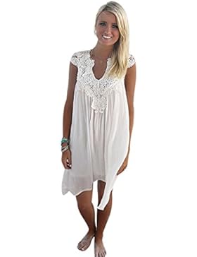Honestyi Damen Elegant Ärmellos Lose Strand Spitze Kleid Partykleider Spitzenkleider Etuikleider Casualkleider...