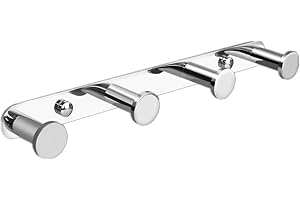 LOLYPOT 4 Ganchos Toalla Gancho Percheros de pared Bata Percha 304 Acero inoxidable Cromo Perchero pared de Cocina Baño Colgadores Gancho de puerta