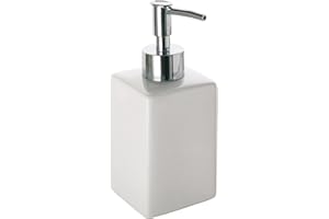 Gedy Queenstown Dosasapone, Misure e Peso: 16, 5X6,5 CM & 0,48 kg, Dispenser Sapone Bagno in Ceramica Ecologica, Finitura Bianca, Design R&S, 2 Anni di Garanzia, Unica