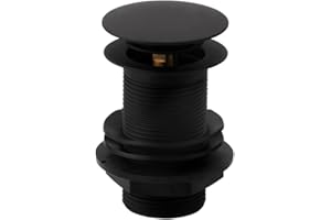 GENERIC Black Unslotted Basin Waste by Arty Bathrooms - Matt Black Pop Up Brass Sink Waste - Standard 1.1/4" Connection - Click Clack Push Button