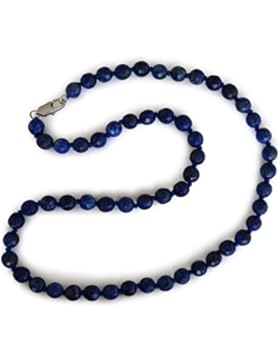 Lapislazuli Kette, natürlicher Lapislazuli, dunkelblau, rund, faceted, 6mm