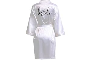 JPHCHSC Damen Brautjungfern Roben Kimono Badmantel Braut Morgenmantel Kimono Kurz Bademantel Satin Robe für Hochzeit Party Pool Party und Pajama Party