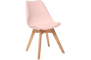 ATMOSPHERA CREATEUR D'INTERIEUR Atmosphera Créateur d'Intérieur - Chaise Baya Rose - Plastique et Hêtre - Salle à Manger, Cuisine, Bureau, Salon - Confortable Coussin Intégré