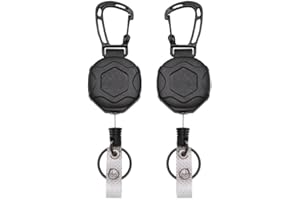 Xnourney 2 Pack Retractable Keychain Heavy Duty, Badge Reels Retractable, Tactical ID Badge Holder with Upgraded Zinc Alloy Carabiner, 31.5'' Coated Steel Cord, Bearing 9 oz
