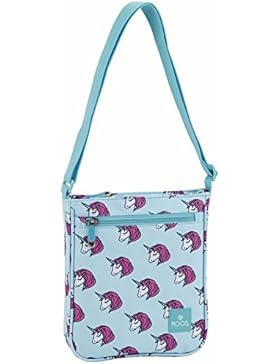 Moos Unicorn Einhorn Mädchen Frauen - Umhängetasche Handtasche Schultertasche (S431), pink, 25 x 21 x 4,5 cm