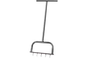 YAJEXUN Manual Lawn Aerator - Hollow Tine Aerator, Standing Garden Soil Aeration Tool, Non-slip T-handle Grass Spike Aeration, Soil Loosening Agricultural Tool For Lawn, Yard, Garden Care, 83.4cm