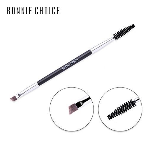 BONNIE CHOICE Duo Eyebrow Brush Angled Eye Brow Brush and Spoolie Brush for Brow Powders Waxes Gels and Blends