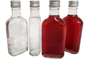 DIAH DO IT AT HOME 20 bottiglie di vetro da 200 ml (0.2 L) e tappi a vite in metallo (coperchi a torsione su coperchi), per la casa, olio di gin, aceto, vino e vodka, 20 bottiglie da 200 ml + tappi a vite in argento)