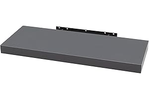 ‎WOLTU WOLTU RG9316dgr Regał ścienny na płyty CD, DVD, książki, regał samowiszący, drewniany, 110 x 22,9 x 3,8 cm, ciemnoszary, do biura, salonu, sypialni, kuchni