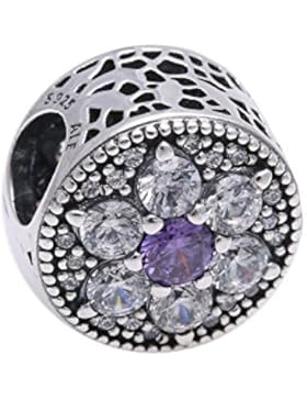 Pandora Damen-Charm Vergissmeinnicht 925 Zirkonia lila-791832ACZ