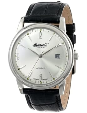 Ingersoll–IN6802CH–Zeigt Herren–Automatische Analog–Zifferblatt Silber–Armband Leder Schwarz