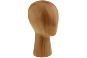 VIGAN Tête de mannequin mannequin en fibre de verre grain de bois - Support de présentation pour perruques, chapeaux - Support pour présentation de chapeaux et perruques(B: motif bois couleur foncée)