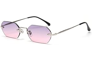 LIGOES männer rechteckig sonnenbrille rahmenlose sonnenbrille randlos achteckig kleine brillen frauen metall gold polygon blau braun uv400