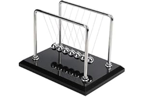 CERROPI Newton Cradle Balance Balls, Newton Pendulum with 7 Balls, Classic Newton Swing Ball, Decorative Physics Gadget for Desk, Marble Base, 11 inch, 55 Sec Swingtime