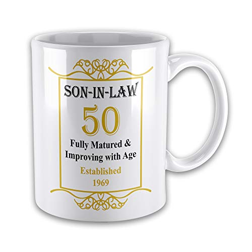 Son-in-Law 50th Birthday Established 1969 Year Novelty Gift Mug - Gold