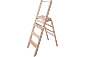 MOTTIWOOD Sgabello Alto 4 Gradini, System Secury, Pieghevole e Antiscivolo, Maxi Portata 120kg, 38.5x73.5x117 cm, Made in Italy