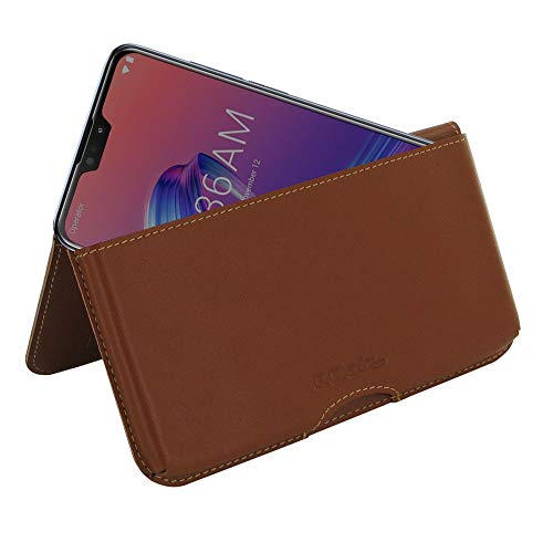 PDair Asus Zenfone Max Pro (M2) Wallet Sleeve Case (Brown), Full Grain Leather and Flip Wallet with Card/Cash Holder | Handmade Premium Wallet Pouch for Asus Zenfone Max Pro (M2) ZB631KL