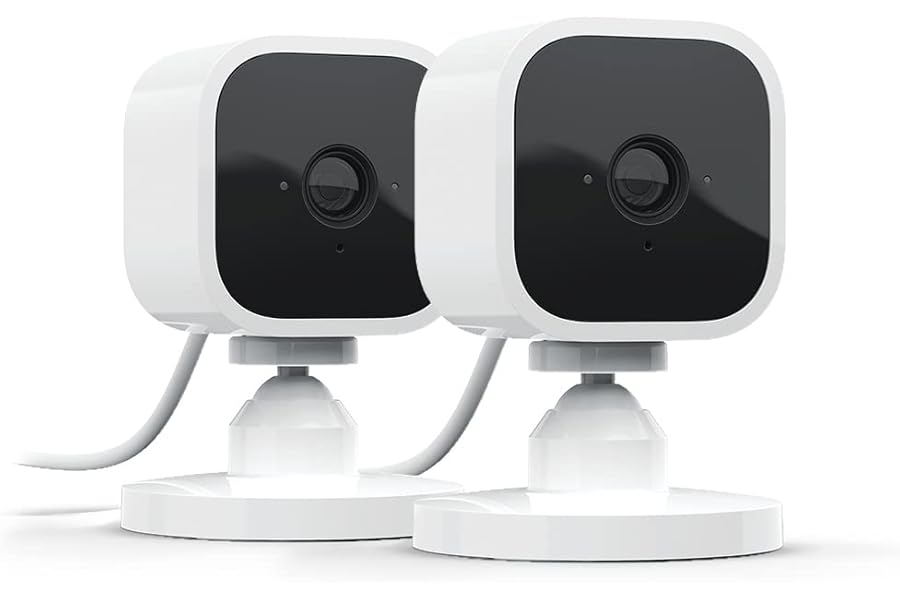 Blink Mini | Indoor plug-in pet security camera, 1080p HD day and night video, motion detection, two-way audio, easy setup, Alexa enabled — 2 cameras (White)
