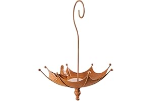 Pureday Vogeltränke Schirm - Vogelbad zum Hängen - Vogelfutterstation - Garten Deko - Outdoor Deko - Eisen - Rost Optik - Shabby Chic - für Garten, Terrasse und Balkon - Maße ca. H40 cm, Ø26 cm