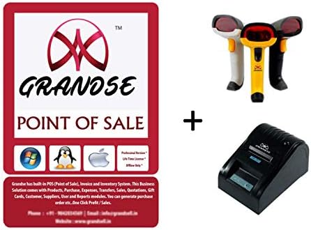 GRANDSE Billing Software + Barcode Scanner + 58MM Thermal Printer