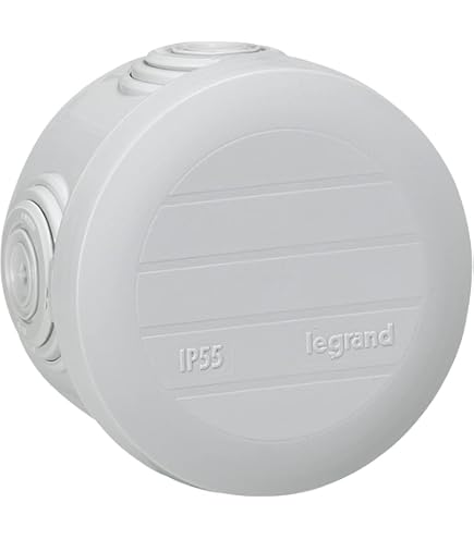 Legrand 92012 - Scatola di derivazione elettrica, quadrata a 7 attacchi ip55/ik07 650° C, 90x90x50 mm, della linea Plexo, colore: Grigio